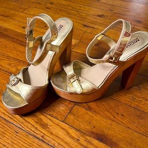 Michael Kors Leather Sandals w/ Stacked Wood Heels